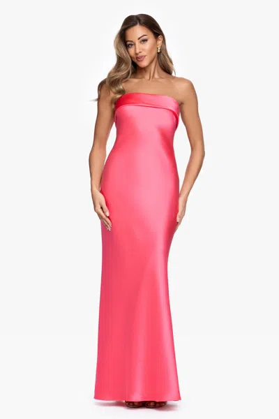 Xscape Evenings Strapless Satin Gown In Red
