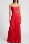 Xscape Evenings Ruched & Pleated Gown In Red