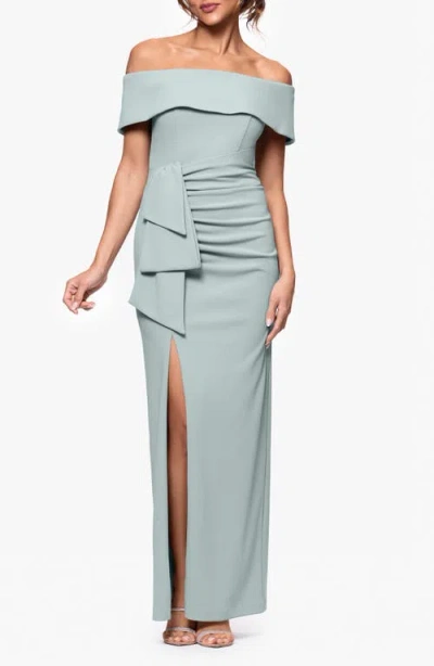 Xscape Evenings Ruched Off The Shoulder Crepe Gown