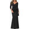 Xscape Evenings Ruched Scuba Knit Ruffle Gown