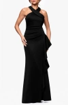 Xscape Evenings Ruffle Scuba Crepe Gown In Black