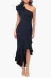 Xscape Evenings Ruffle Scuba Sheath Cocktail Dress In Black