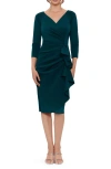 Xscape Evenings Ruffle Scuba Sheath Dress In Hunter