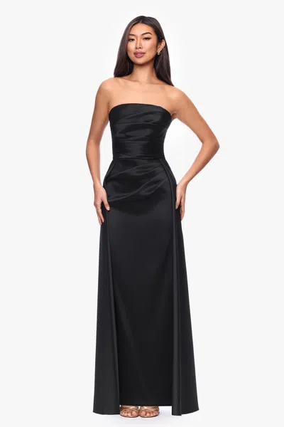 Xscape Evenings "savanna" Mikado Strapless Floor Length Dress In Black