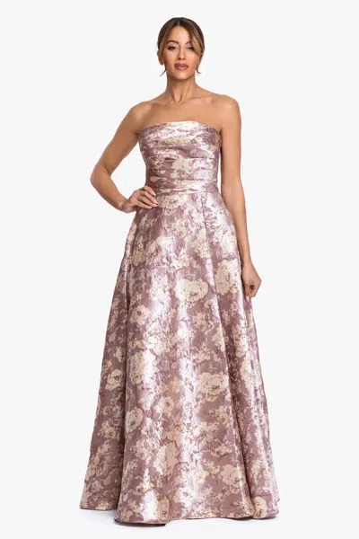 Xscape Evenings "scarlett" Brocade Strapless Ball Gown In Pink