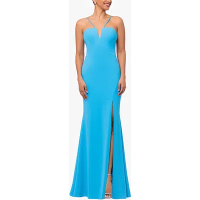 Xscape Evenings Scuba Crepe Mermaid Gown In Dark Aqua