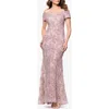 Xscape Evenings Soutache Lace Off The Shoulder Gown In Purple