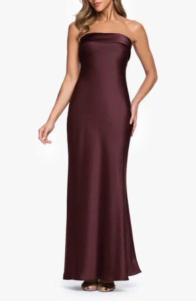 Xscape Evenings Strapless Satin Gown In Brown