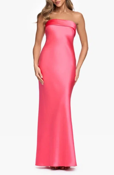 Xscape Evenings Strapless Satin Gown In Red
