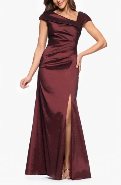 Xscape Evenings Stretch Taffeta Trumpet Gown In Brown