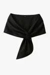 Xscape Evenings "trixie" Satin Pull Through Shawl Wrap In Black