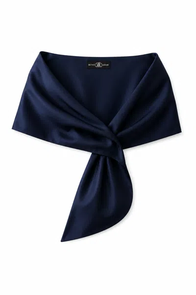 Xscape Evenings "trixie" Satin Pull Through Shawl Wrap In Blue