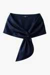 Xscape Evenings "trixie" Satin Pull Through Shawl Wrap In Blue