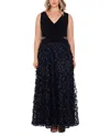 Xscape Plus Womens Floral V-neck Evening Dress In Black/black