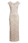 Xscape Women's Embroidered Floral Lace Boat-neck Gown In Rose/ Gold