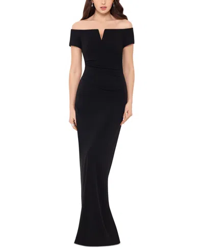 Xscape Off-the-shoulder Gown In Mulberry