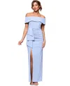 Xscape Off-the-shoulder Gown In Periwinkle