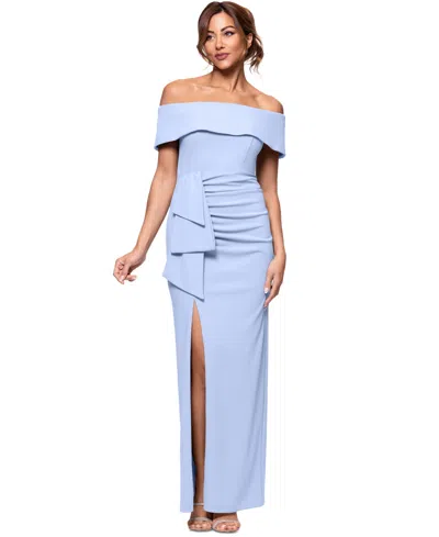 Xscape Off-the-shoulder Gown In Periwinkle
