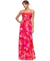 Xscape Petite Chiffon Sleeveless Pleat-front Gown In Fuchsia,coral