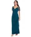 Xscape Petite Embellished Chiffon Gown In Green