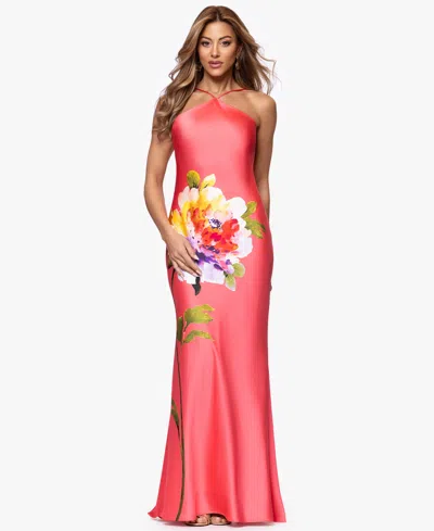 Xscape Petite Floral Placement Print Ball Gown In Multi