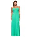 Xscape Petite Halter-neck Sleeveless Chiffon Gown In Emerald