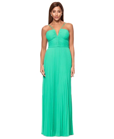 Xscape Petite Halter-neck Sleeveless Chiffon Gown In Emerald
