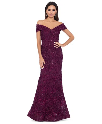 Xscape Petite Off-the-shoulder Lace Gown