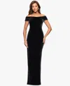 Xscape Petite Off-the-shoulder Long Dress In Black