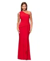Xscape Petite One-shoulder Draped-detail Gown In Red
