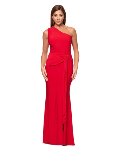 Xscape Petite One-shoulder Draped-detail Gown In Red