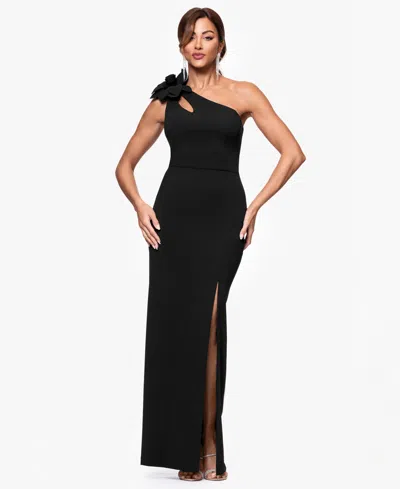 Xscape Petite One Shoulder Dress In Black