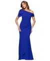 Xscape Petite One-shoulder Scuba Crepe Gown In Blue