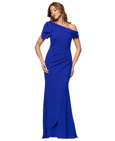 Xscape Petite One-shoulder Scuba Crepe Gown