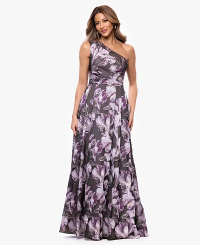 Xscape Petite One-shoulder Sleeveless Gown In Multi