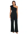 Xscape Plus Size Puffed-sleeve Off-the-shoulder Jumpsuit In Black