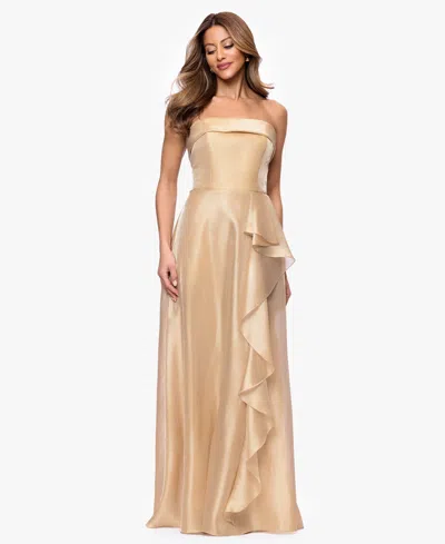 Xscape Petite Sleeveless A-line Strapless Gown In Gold