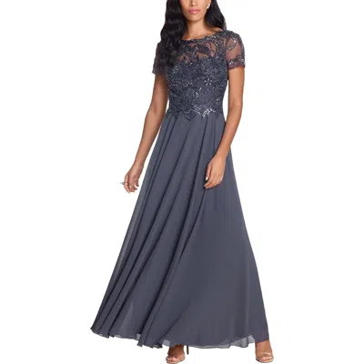 Xscape Petites Womens Chiffon Beaded Evening Dress In Pink
