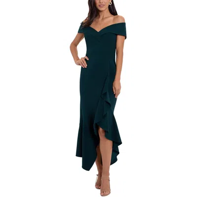 Xscape Petites Womens Crepe Off-the-shoulder Evening Dress In Black