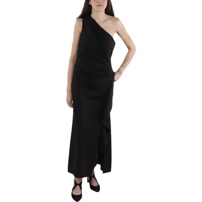 Xscape Petites Womens Gathered Polyester Evening Dress In Black