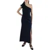 Xscape Petites Womens Ruffled Polyester Evening Dress In Multi