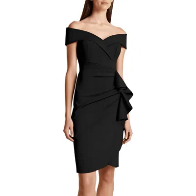 Xscape Petites Womens Ruffled Satin Cocktail And Party Dress