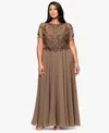 Xscape Plus Size Bead Detail A-line Maxi Dress In Brown