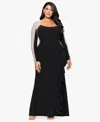 Xscape Plus Size Beaded Square Neck Maxi Dress In Black