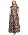 Xscape Plus Size Embellished 3d Flower Ball Gown In Black,nude