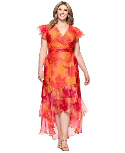 Xscape Plus Size Floral-print Chiffon High-low Dress