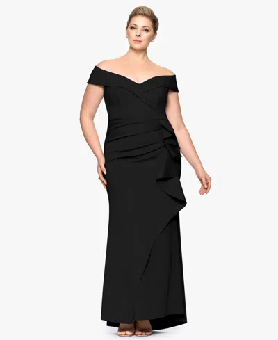 Xscape Plus Size Off-the-shoulder Scuba Crepe Gown