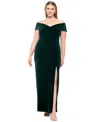 Xscape Womens Velvet Off-the-shoulder Evening Dress In Hunter