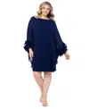 XSCAPE PLUS SIZE RUFFLE-CUFF BATWING-SLEEVE DRESS