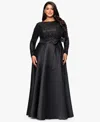 Xscape Plus Size Sequin Detail Crewneck Maxi Dress In Black